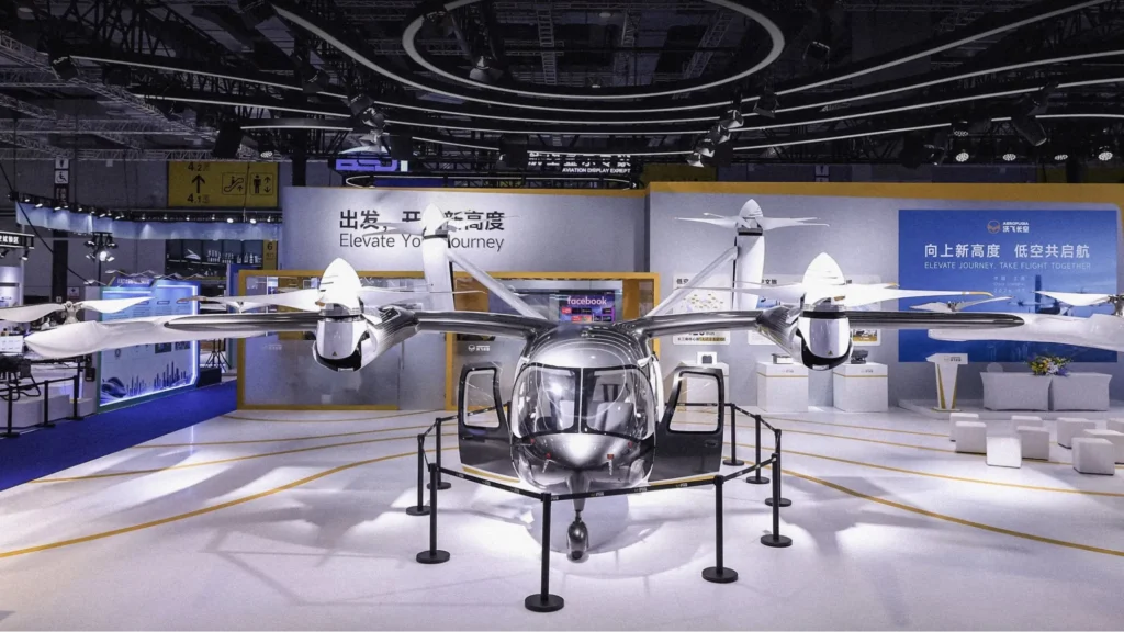 Passenger eVTOL aircraft showcased at aviation exhibition
