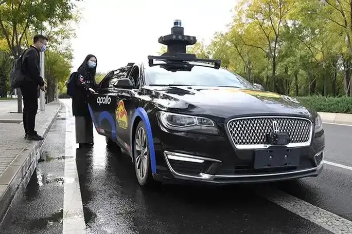 Baidu Apollo autonomous taxi on a city street