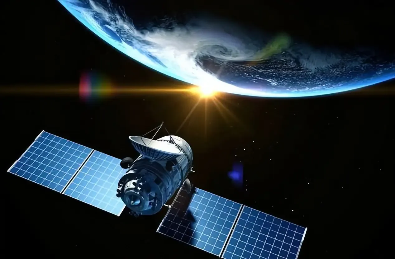 Navigation satellite orbiting Earth