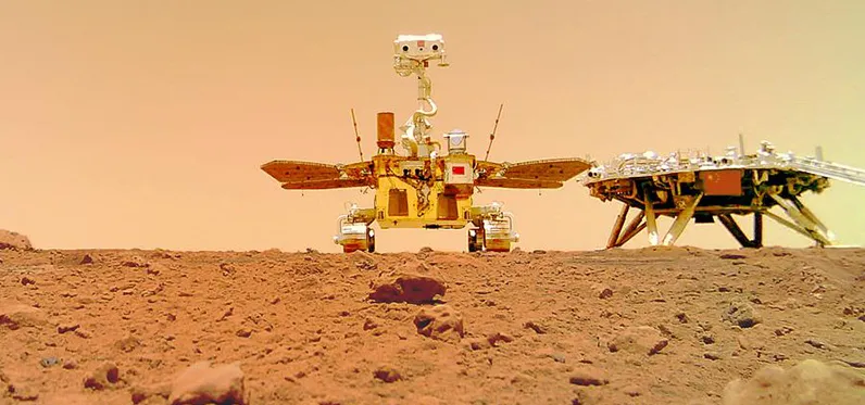 Chinese Mars rover on the Martian surface