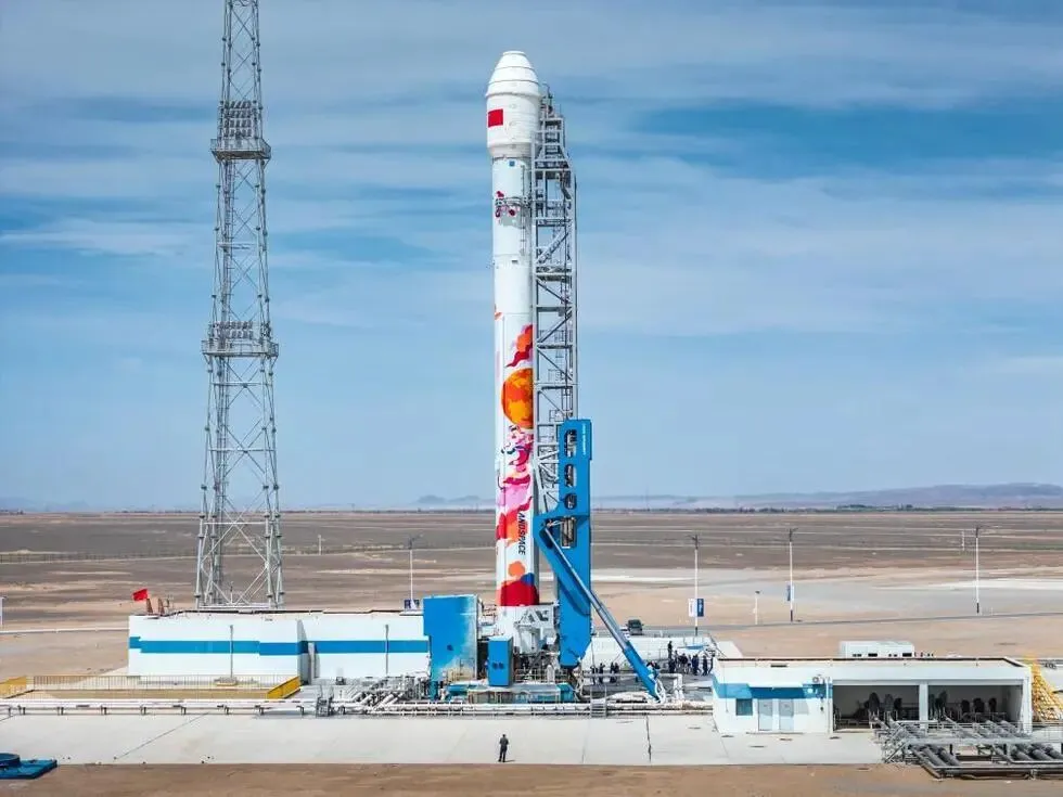 Chinese rocket prepared at launch pad