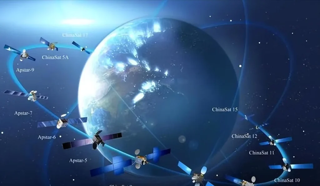 ChinaSat and Apstar satellites around Earth