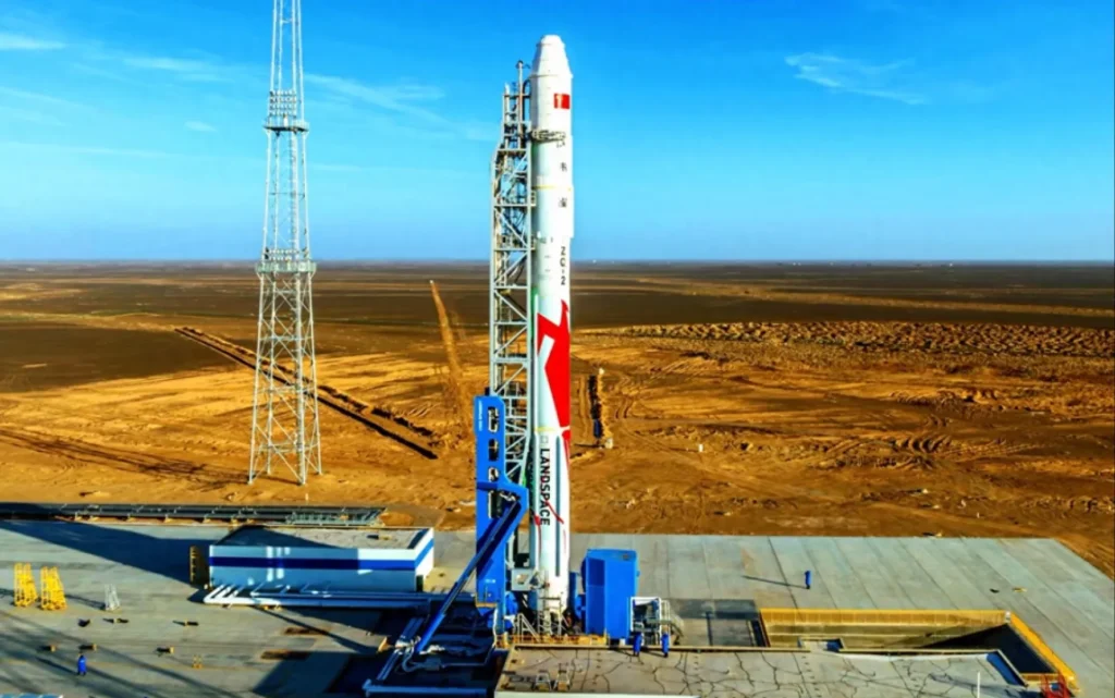 LandSpace rocket on a launch pad at Jiuquan
