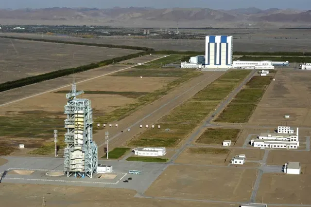 Jiuquan Satellite Launch Center facilities in the Gobi Desert