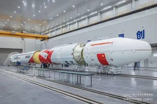 LandSpace rocket assembly inside manufacturing facility
