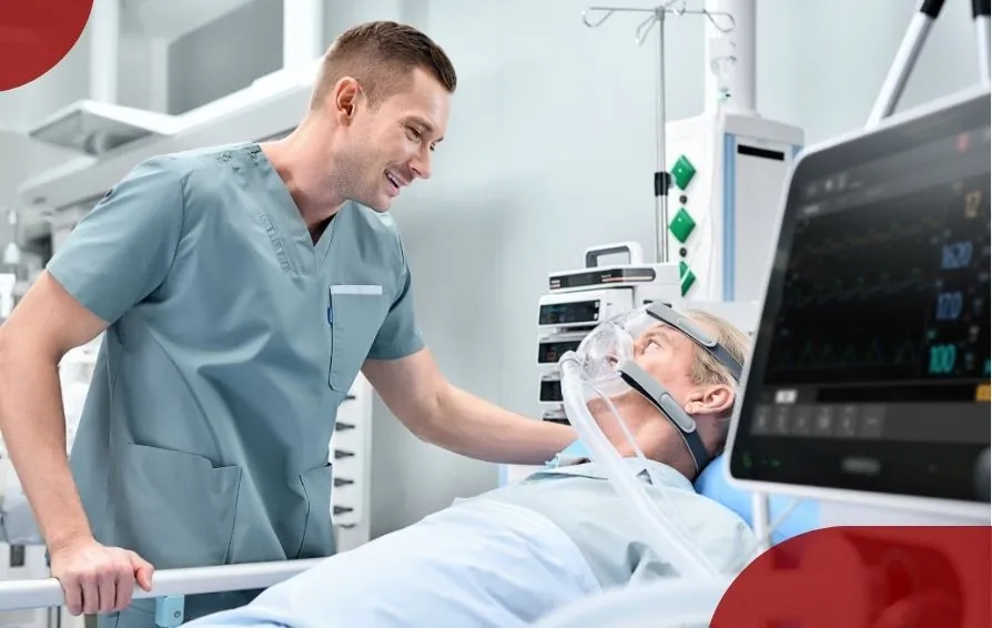 Doctor using Mindray critical care equipment to monitor a patient