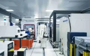 Automated sequencing equipment inside a Novogene laboratory