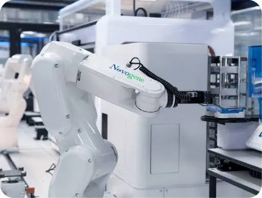 Novogene robotic arm handling laboratory samples