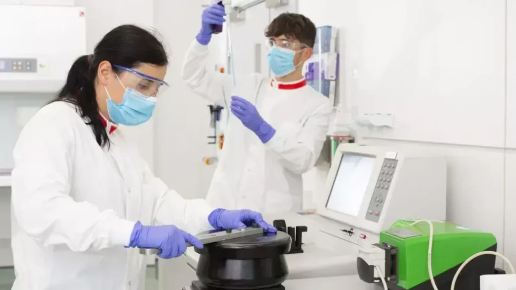 Scientists conducting laboratory research