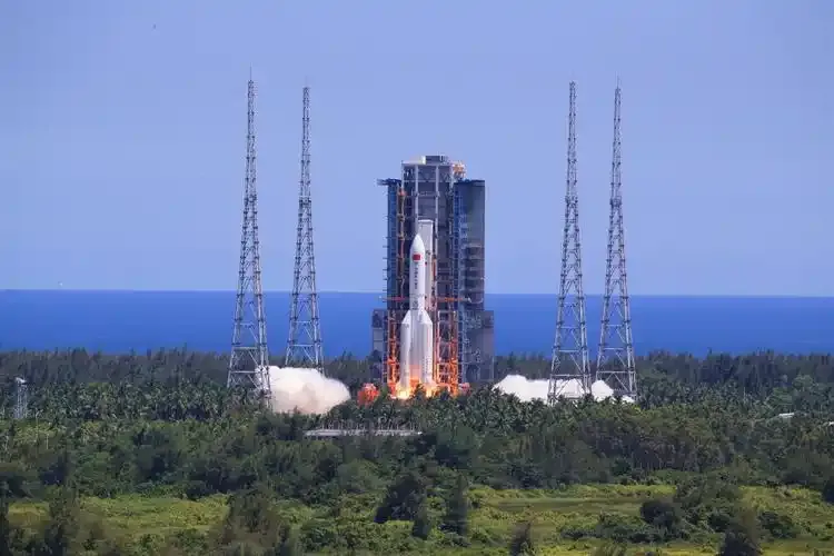Rocket on launch pad at Wenchang Space Launch Site